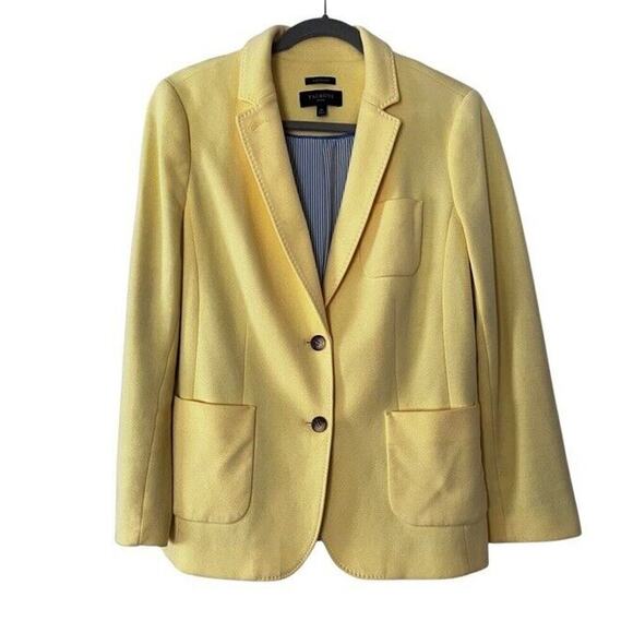 Talbots Butter Yellow Aberdeen Blazer Cotton Blend Size 14P - Picture 1 of 13